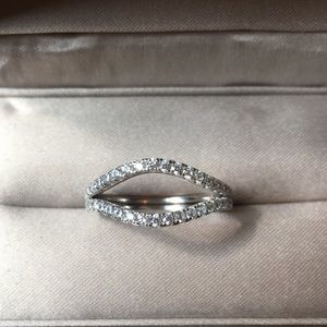 2pcs Solid 925 Silver curve wedding band Pave Ring
